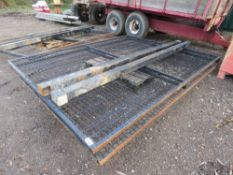 MESH COVERED YARD SECURITY GATES 3M WIDTH X 2.37M HEIGHT APPROX EACH WITH 2NO POSTS. THIS LOT IS S