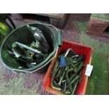 BUCKET OF SPANNERS PLUS TOOLS PLUS A TRAY OF ALLEN KEYS. THIS LOT IS SOLD UNDER THE AUCTIONEERS M