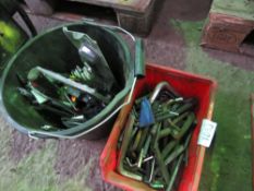 BUCKET OF SPANNERS PLUS TOOLS PLUS A TRAY OF ALLEN KEYS. THIS LOT IS SOLD UNDER THE AUCTIONEERS M