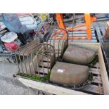 2 CAST IRON MANGERS/ ANIMAL FEEDERS, IDEAL FOR DECORATIVE GARDEN PLANTERS. THIS LOT IS SOLD UNDE