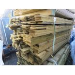 LARGE PACK OF TREATED FEATHER EDGE TIMBER CLADDING BOARDS: 1.4-1.8M LENGTH X 100MM WIDTH APPROX.