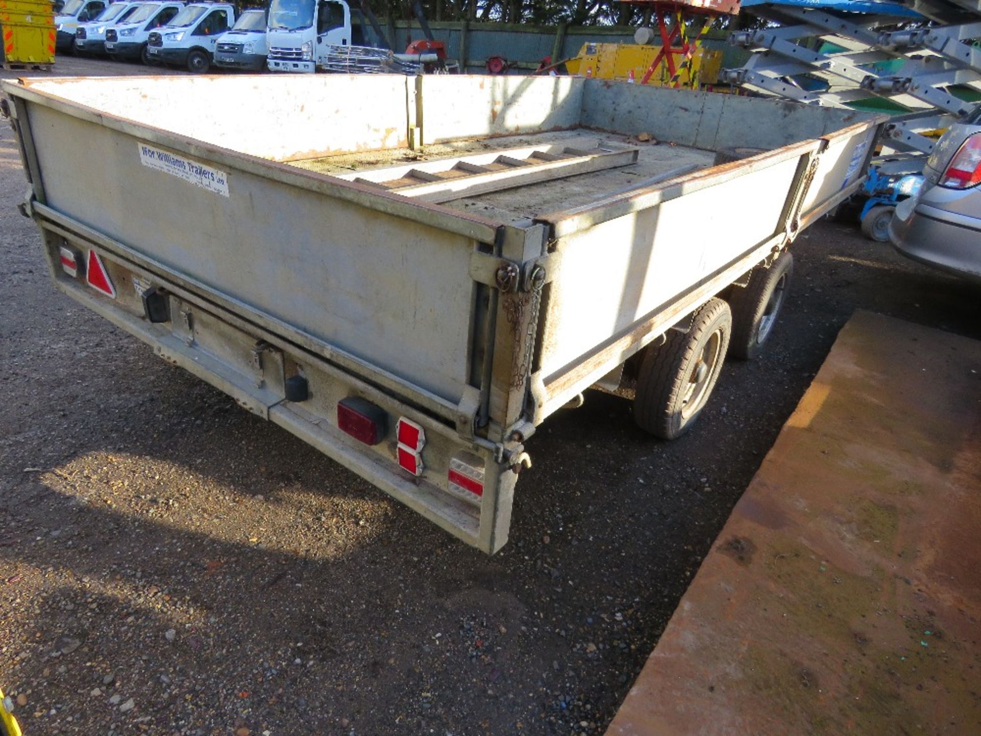 IFOR WILLIAMS TWIN AXLED LM126G PLANT TRAILER WITH SIDES AND RAMPS. SN:122545. (TOWED 100 MILES LOAD - Image 8 of 9