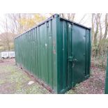 20FT LENGTH SHIPPING CONTAINER STORE WITH CENTRAL SPLIT PARTITION AND DOORS AT EITHER END.. THIS