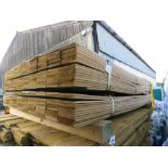 SMALL PACK OF TREATED HIT AND MISS TIMBER CLADDING BOARDS: 80CM-160CM LENGTH X 100MM WIDTH APPROX.