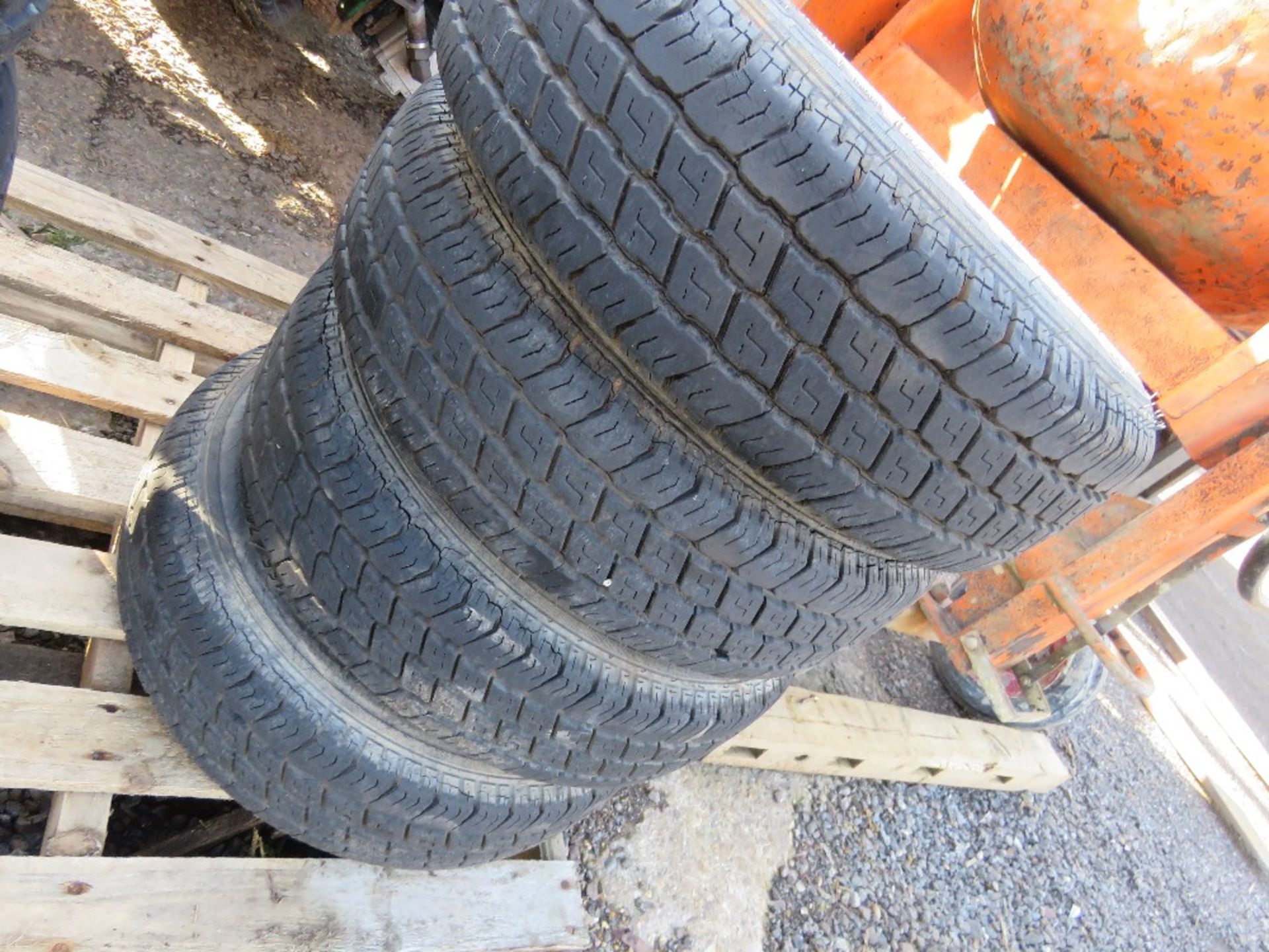 4 X TRAILER WHEELS AND TYRES. 155-70R12C104 SIZE. - Image 2 of 4