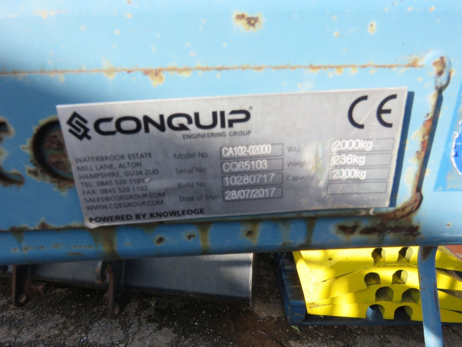 CONQUIP CRANE MOUNTED FORKS, YEAR 2016. DESCRIBED AS A LAZY ASSET. - Image 4 of 6