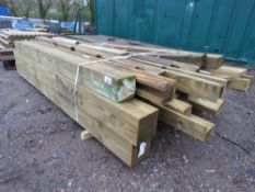 LARGE QUANTITY OF ASSORTED TIMBER FENCING BOARDS AND POSTS.