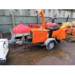 TIMBERWOLF TOWED CHIPPER UNIT WITH KUBOTA DIESEL ENGINE. 990 RECORDED HOURS APPROX. WITH KEY. WHEN T