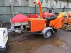 TIMBERWOLF TOWED CHIPPER UNIT WITH KUBOTA DIESEL ENGINE. 990 RECORDED HOURS APPROX. WITH KEY. WHEN T