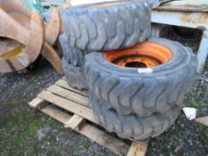 5NO SKID STEER LOADER WHEELS AND TYRES 10-16.5 SIZE. DIRECT FROM LOCAL SMALLHOLDING. THIS LOT IS