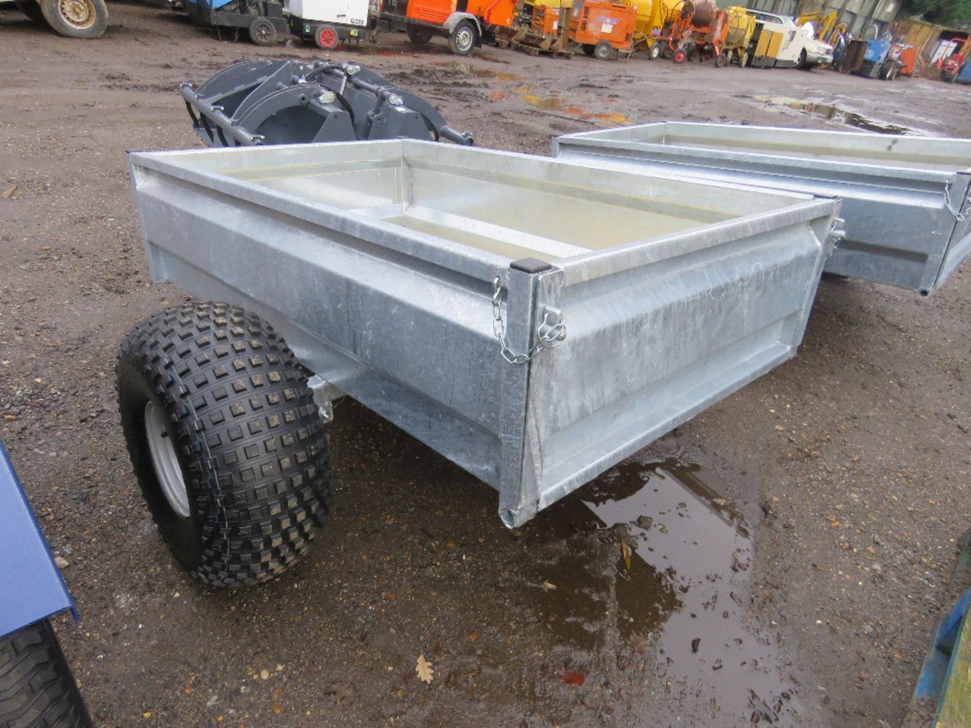 QUAD BIKE TOWED GALVANISED GENERAL PURPOSE TRAILER ON FLOATATION TYRES, 1.61MX 1M APPROX. UNUSED. - Image 3 of 6