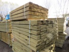 2 X PACKS OF TREATED HIT AND MISS TIMBER CLADDING BOARDS 1.44MM AND 1.75M LENGTH X 100MM WIDTH APPRO