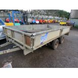 IFOR WILLIAMS TWIN AXLED LM126G PLANT TRAILER WITH SIDES AND RAMPS. SN:122545. (TOWED 100 MILES LOAD