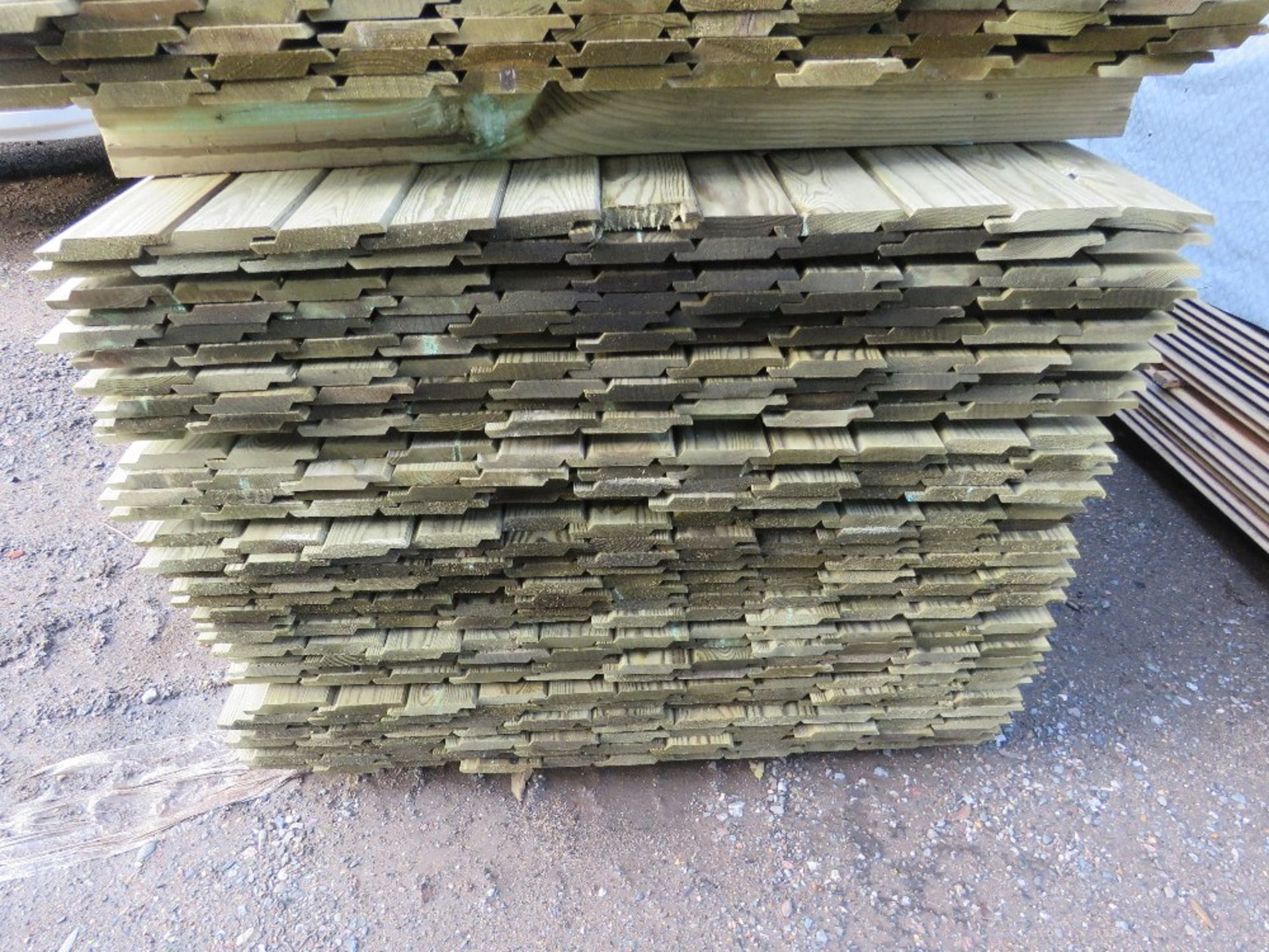 LARGE PACK OF TREATED SHIPLAP TIMBER CLADDING BOARDS. 1.72M LENGTH X 100MM WIDTH APPROX - Image 2 of 3