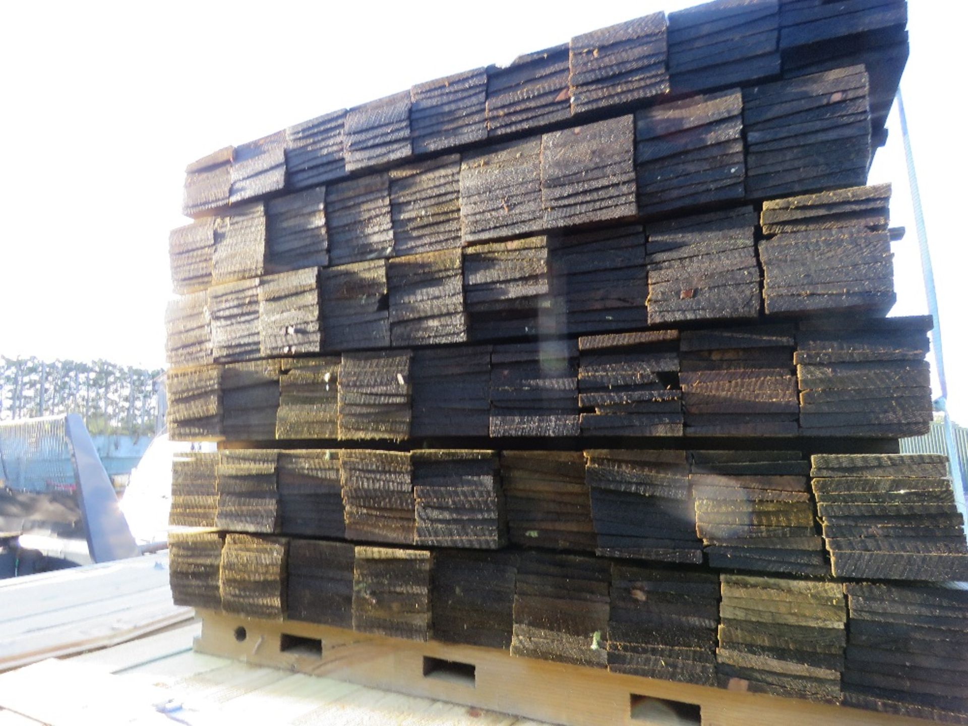 LARGE PACK OF FEATHEREDGE TREATED TIMBER CLADDING BOARDS. 1.05M LENGTH X 100MM WIDTH APPROX - Image 2 of 3