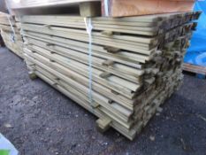 LARGE PACK OF TREATED VENETIAN TIMBER CLADDING SLATS. 1.83M LENGTH X 45MM X 17MM APPROX.