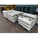 3 X PALLETS OF ROUNDED MARBLE LOOKING COLUMN FACING SECTIONS. 74CM LENGTH X 40CM WIDTH APPROX. THI