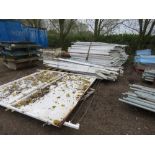 QUANTITY OF TEMPORARY COMPOUND/FENCING PANELS (55NO APPROX) MAINLY 8FT X 8FT PLUS A STACK OF POSTS A