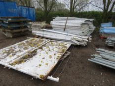 QUANTITY OF TEMPORARY COMPOUND/FENCING PANELS (55NO APPROX) MAINLY 8FT X 8FT PLUS A STACK OF POSTS A