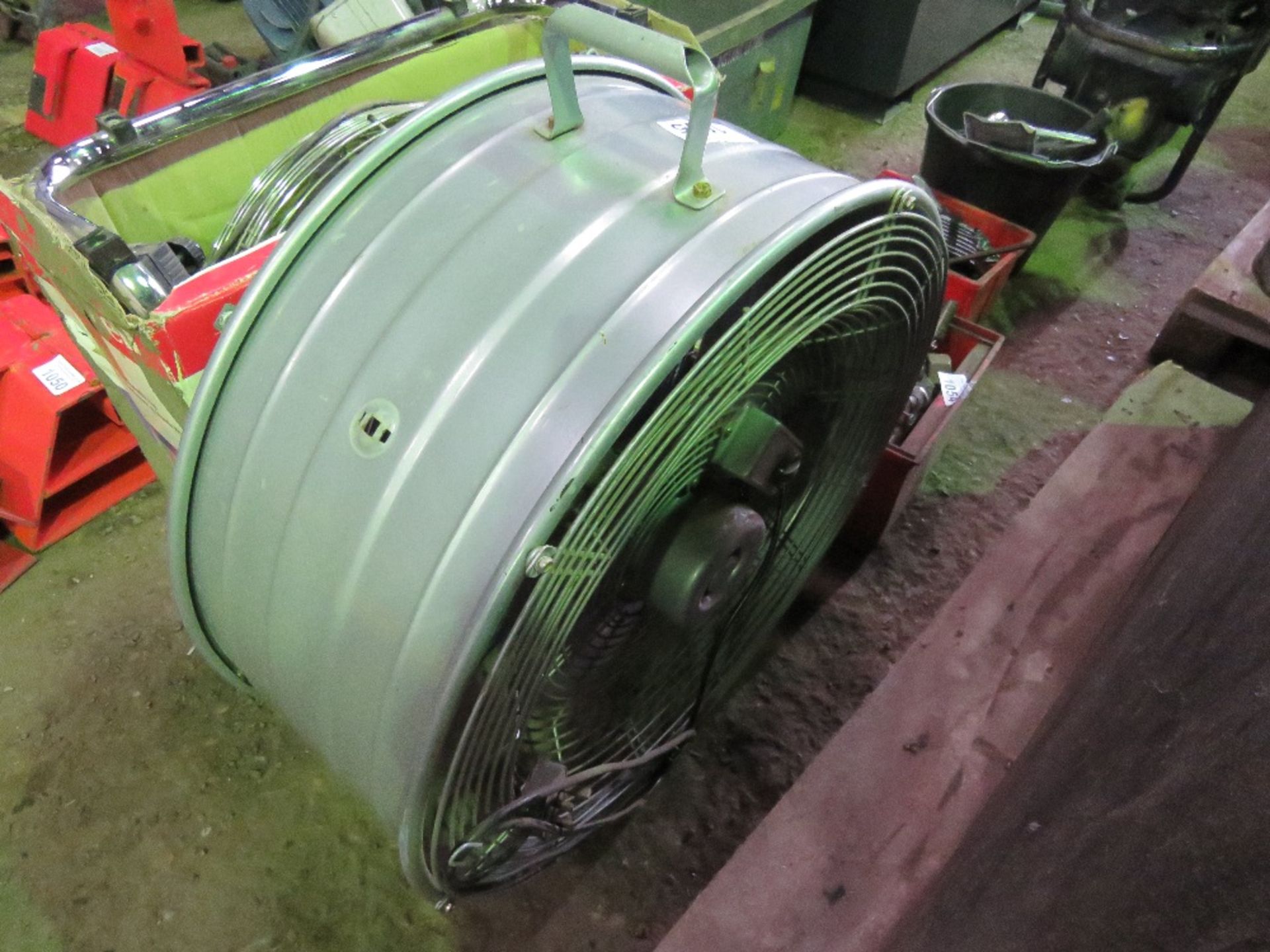 2 X LARGE ELECTRIC FANS. THIS LOT IS SOLD UNDER THE AUCTIONEERS MARGIN SCHEME, THEREFORE NO VAT W