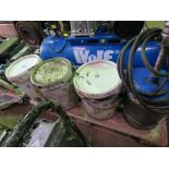 AIR POWERED GREASE PUMP PLUS 4 TUBS OF GREASE.OWNER RETIRING. THIS LOT IS SOLD UNDER THE AUCTIONE