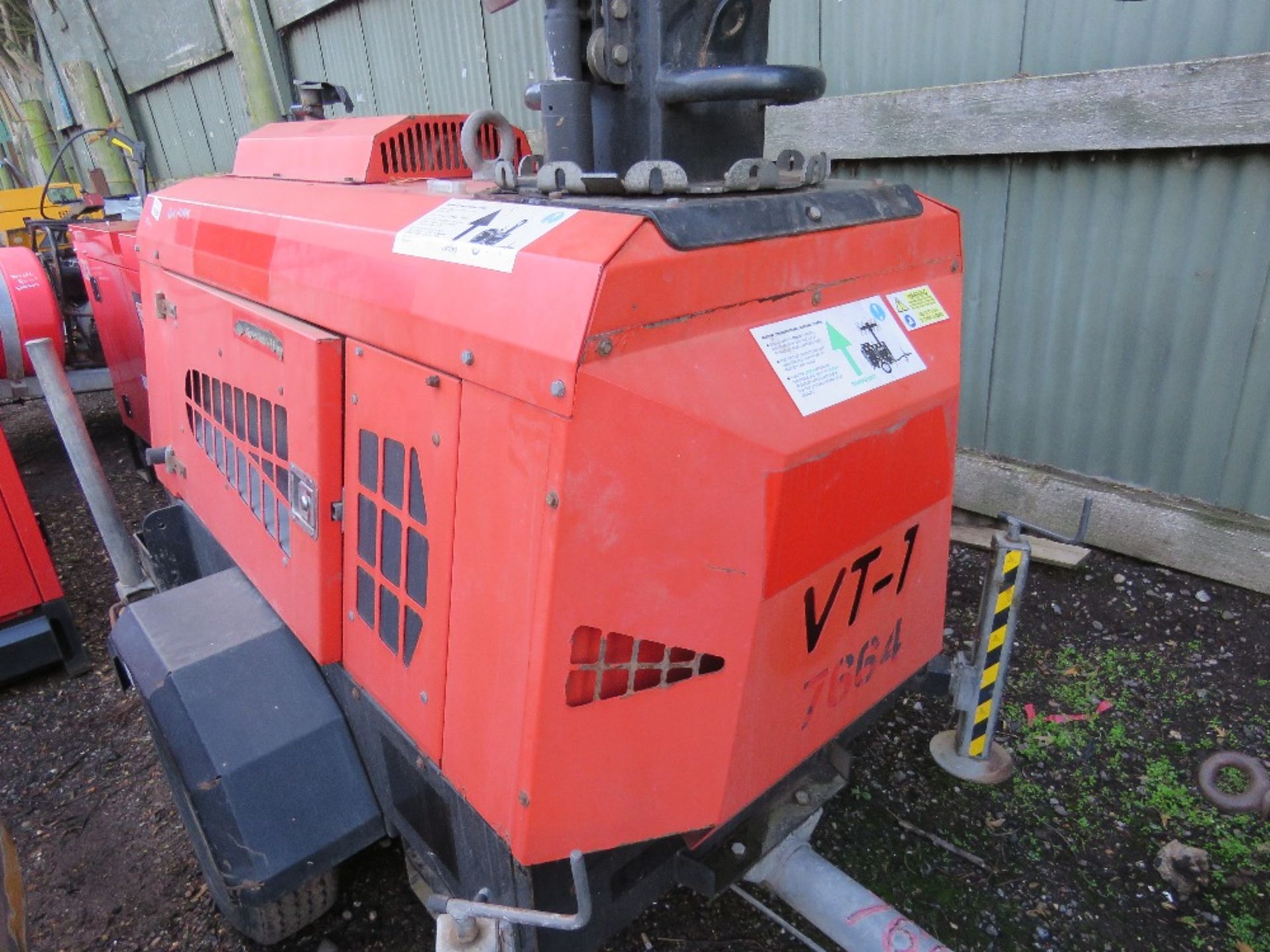VT1 TOWED LIGHTING TOWER WITH KUBOTA ENGINE AND LINZ ALTERNATOR. SN: 800536. WHEN TESTED WAS SEEN TO - Image 5 of 9