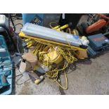 ASSORTED 110VOLT LIGHTS, SPLITTERS AND EXTENSION LEADS. THIS LOT IS SOLD UNDER THE AUCTIONEERS MA