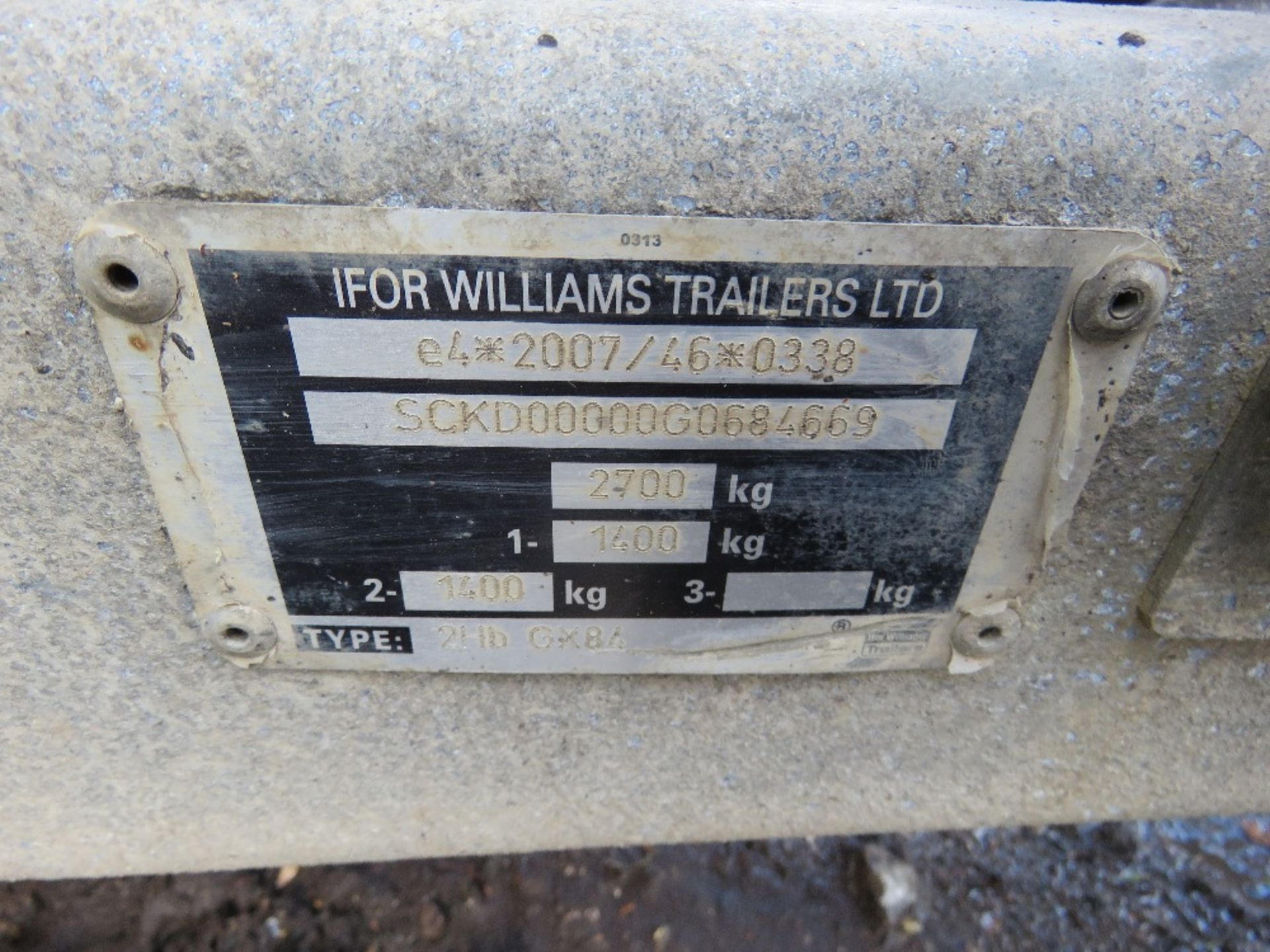 IFOR WILLIAMS GX84 2.7 TONNE RATED PLANT TRAILER ON BALL HITCH COUPLING. SN: SCKD00000G0684669. DIRE - Image 10 of 11