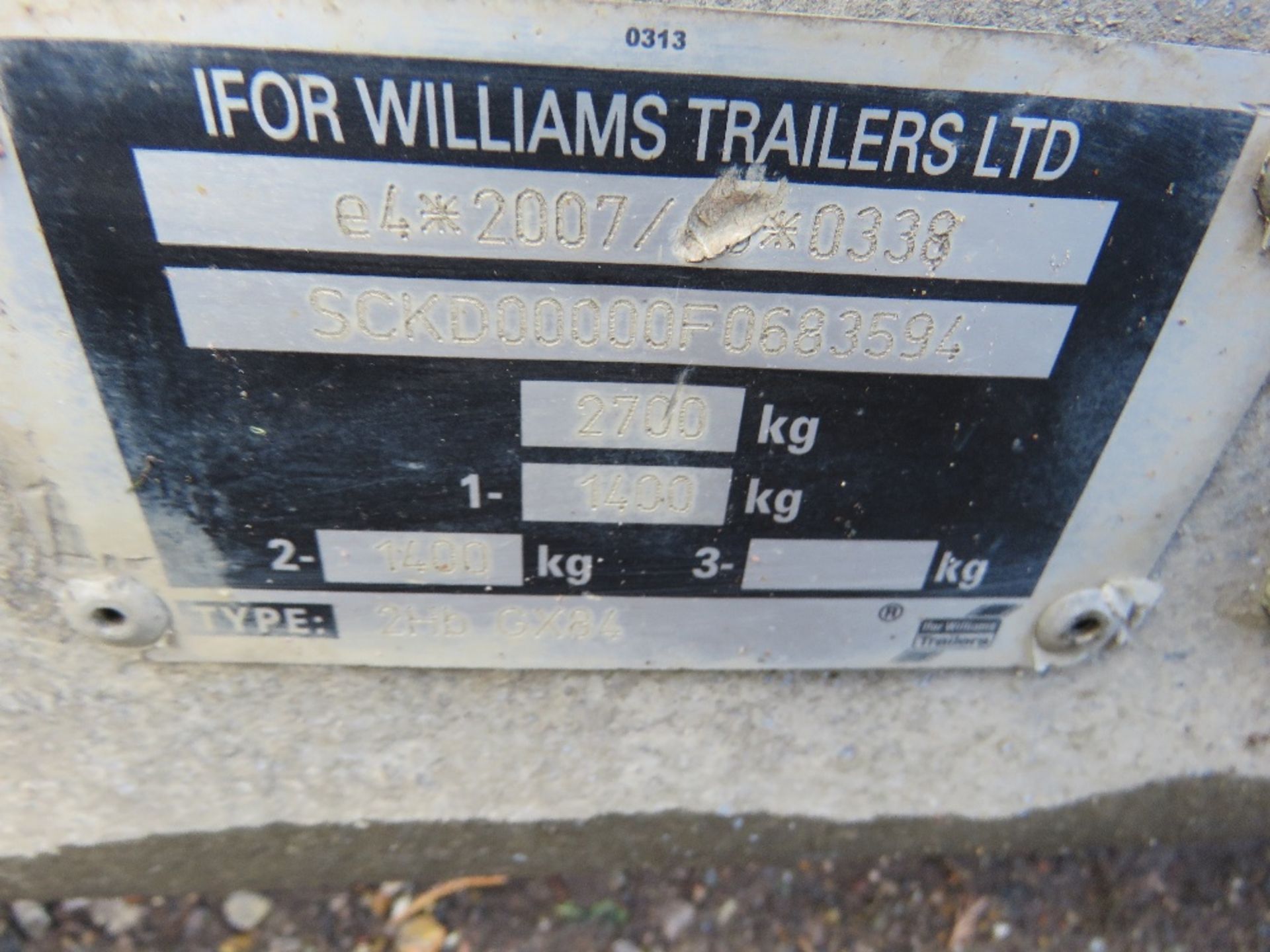 IFOR WILLIAMS GX84 2.7 TONNE RATED PLANT TRAILER ON BALL HITCH COUPLING. SN: SCKD00000F0683594. DIRE - Image 9 of 9