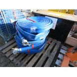 6 X LAY FLAT HOSES. 60MM WIDTH APPROX. LITTLE/ UNUSED. THIS LOT IS SOLD UNDER THE AUCTIONEERS MA