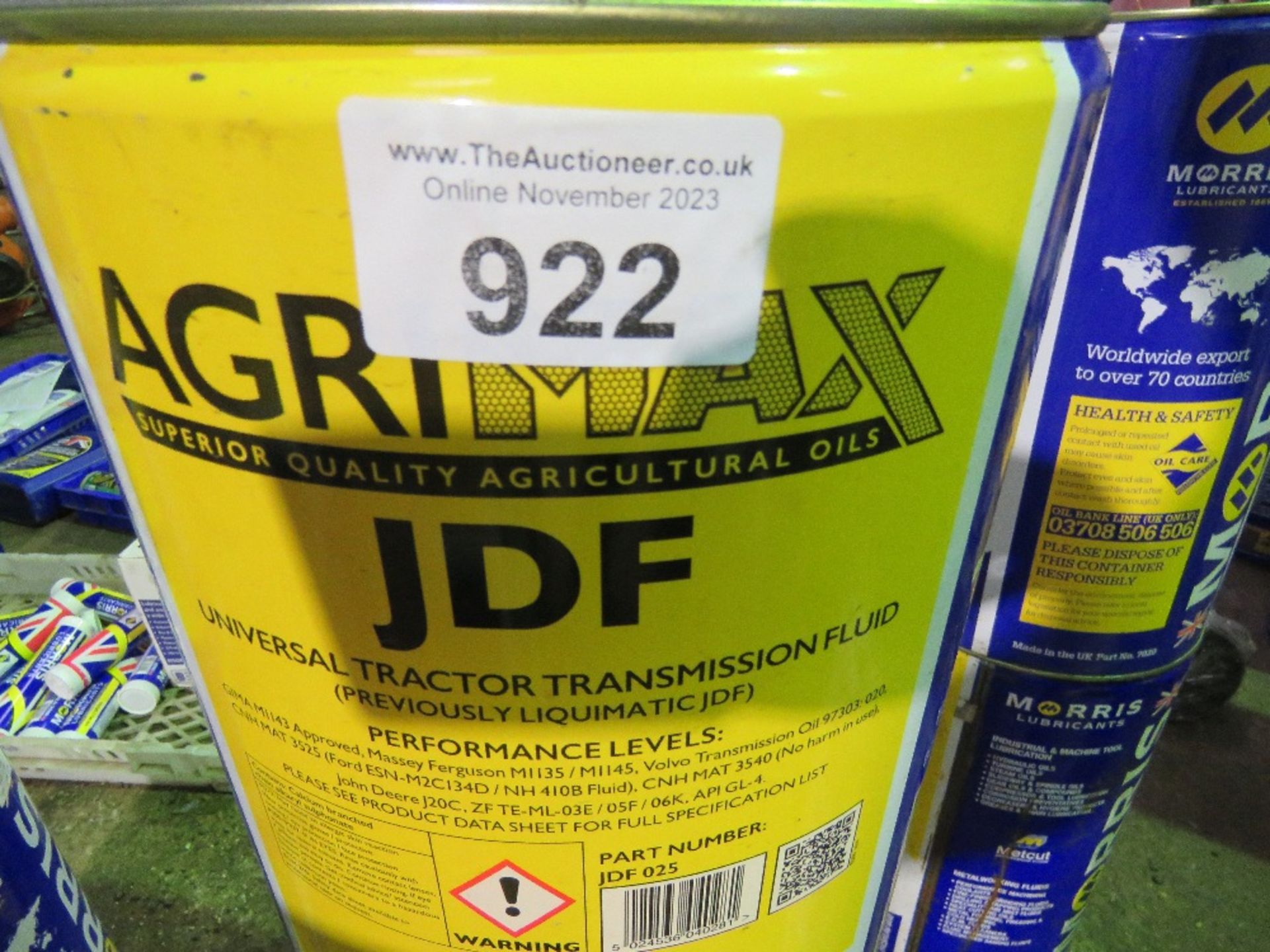2NO 25LITRE DRUMS OF MORRIS OILS: JDF UNIVERSAL TRANSMISSION FLUID. SOURCED FROM COMPANY LIQUID - Image 2 of 2