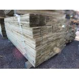 LARGE PACK OF FEATHEREDGE TREATED TIMBER CLADDING BOARDS. 1.8M LENGTH X 100MM WIDTH APPROX