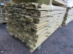 LARGE PACK OF TREATED VENETIAN PALE TIMBER CLADDING SLATS. 1.83M LENGTH X 45MM X 17MM APPROX.