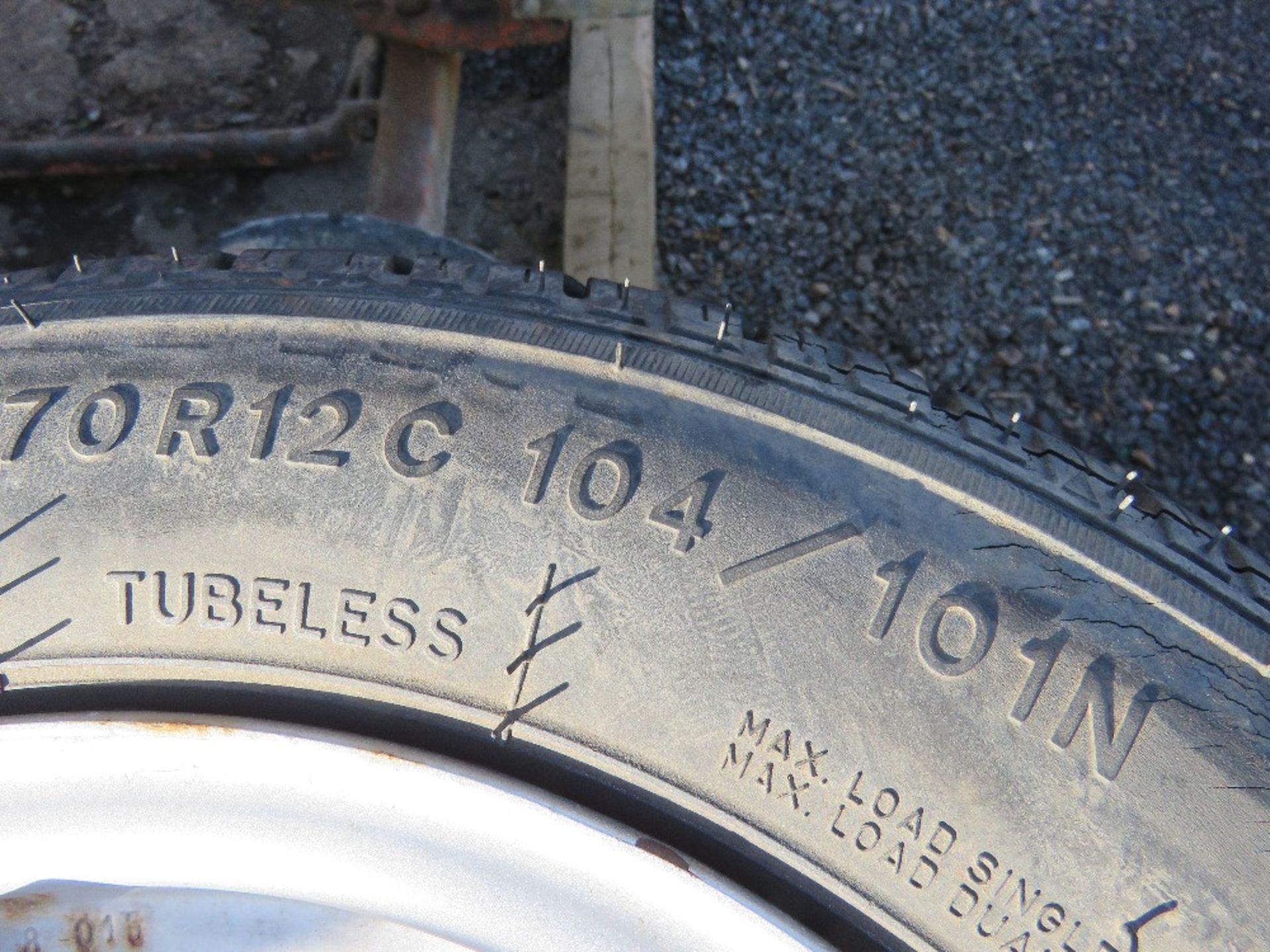 4 X TRAILER WHEELS AND TYRES. 155-70R12C104 SIZE. - Image 4 of 4