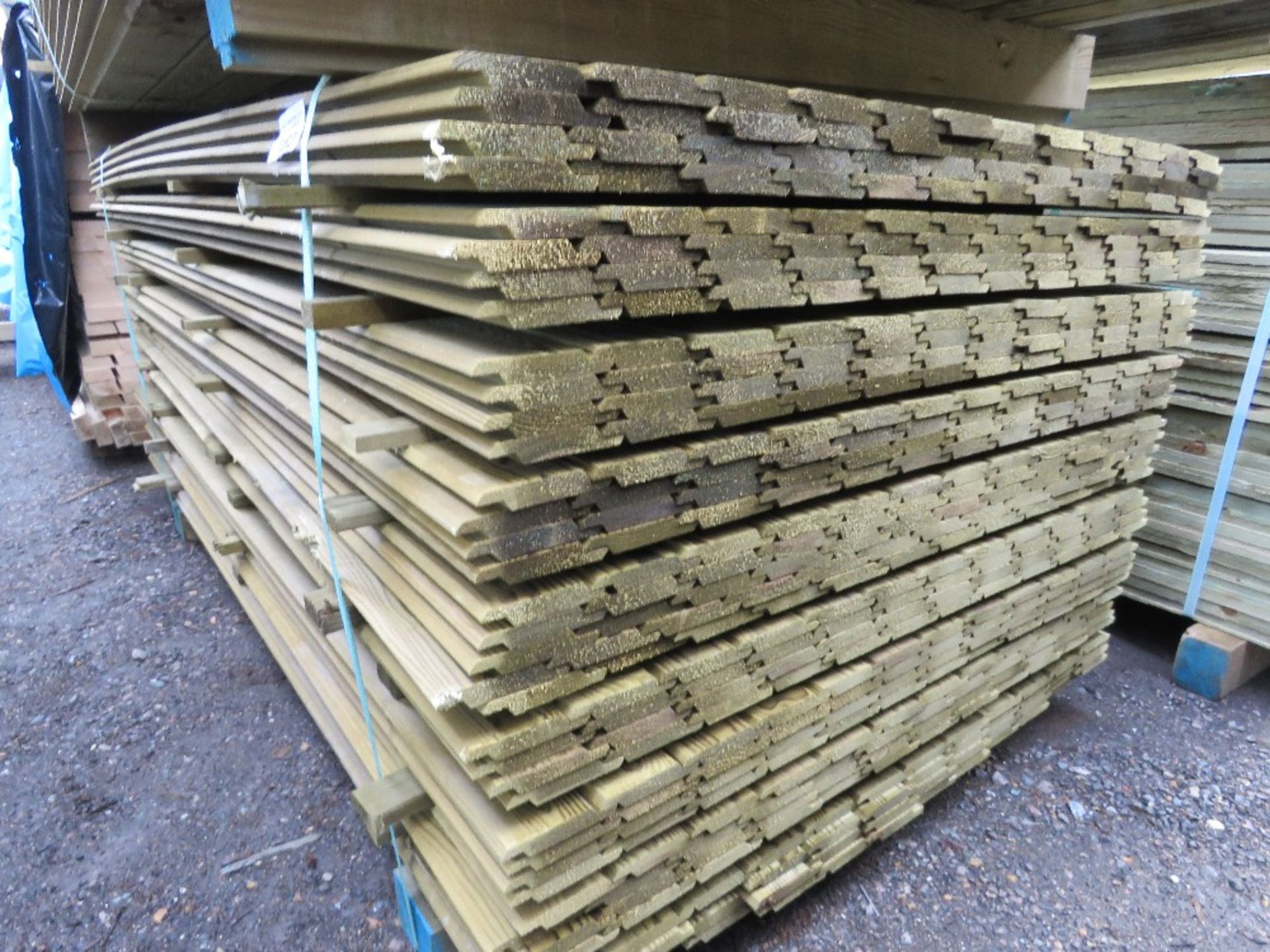 LARGE PACK OF TREATED SHIPLAP CLADDING BOARDS: 1.83M LENGTH X 100MM WIDTH APPROX.