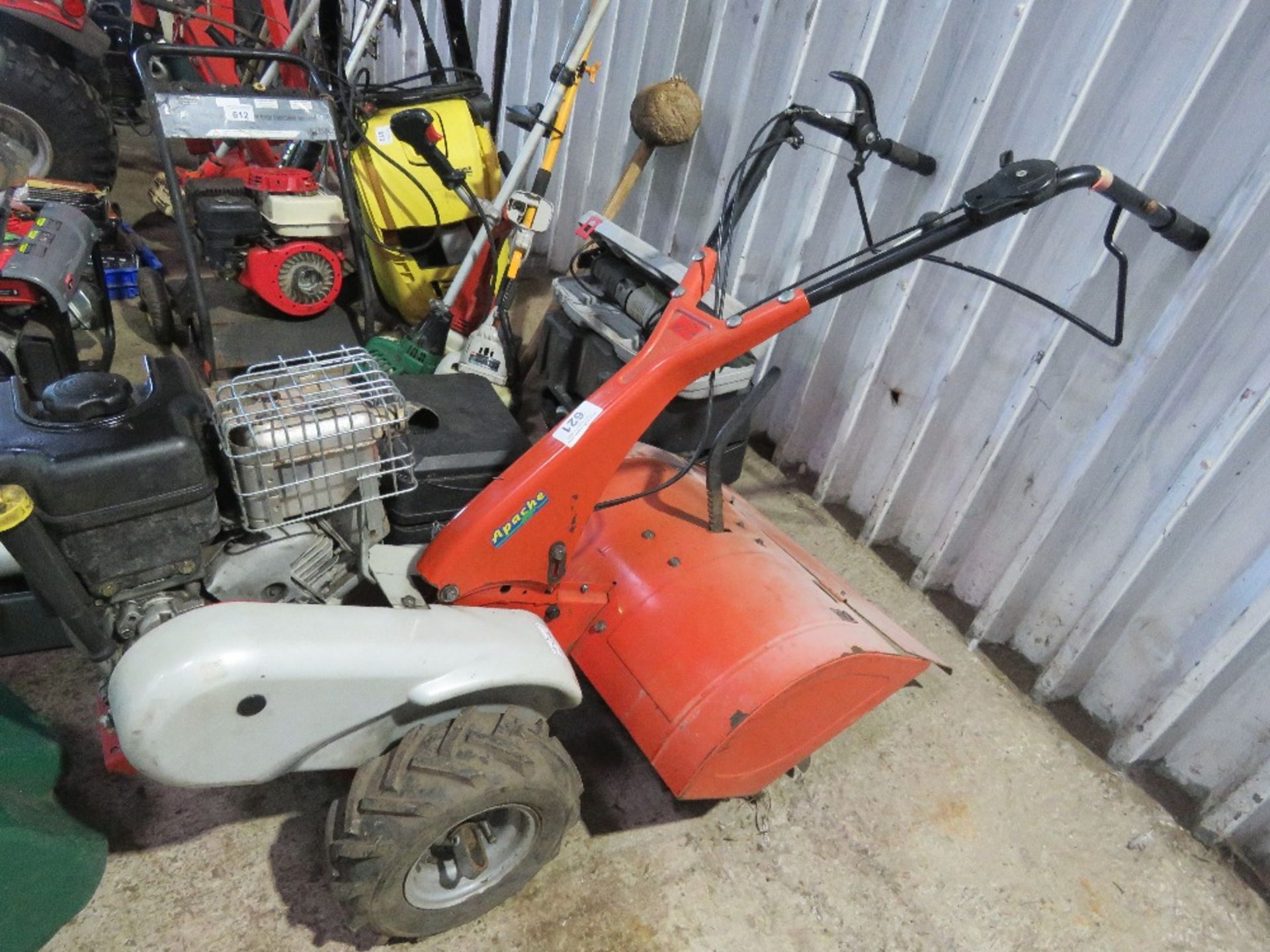 APACHE HEAVY DUTY PETROL ENGINED REAR TINE ROTORVATOR. THIS LOT IS SOLD UNDER THE AUCTIONEERS MA