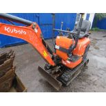 KUBOTA U10-3 MICRO EXCAVATOR YEAR 2014 WITH 3NO BUCKETS. SN:JKUU0103C01H23181 2577 REC HOURS. DIR