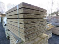 PACK OF HIT AND MISS TIMBER CLADDING BAORDS, 1.45M LENGTH X 100MM WIDTH APPROX.
