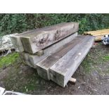 STACK OF 6NO HEAVY TIMBER POSTS, VERY HEAVY, POSSIBLY OAK. 20CM X 30CM X 2.26M LENGTH APPROX. IDEAL