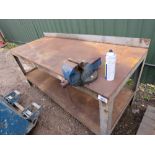 LARGE HEAVY DUTY WORKBENCH 2M X 0.8M APPROX. THIS LOT IS SOLD UNDER THE AUCTIONEERS MARGIN SCHEME