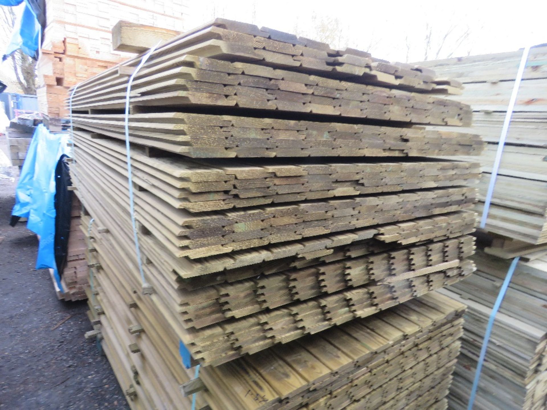 LARGE PACK OF TREATED SHIPLAP CLADDING BOARDS: 1.83M LENGTH X 100MM WIDTH APPROX.