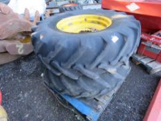 PAIR OF JCB 18.4 -26 WHEELS AND TYRES, 8 STUD CENTRES. DIRECT FROM LOCAL SMALLHOLDING. THIS LOT IS