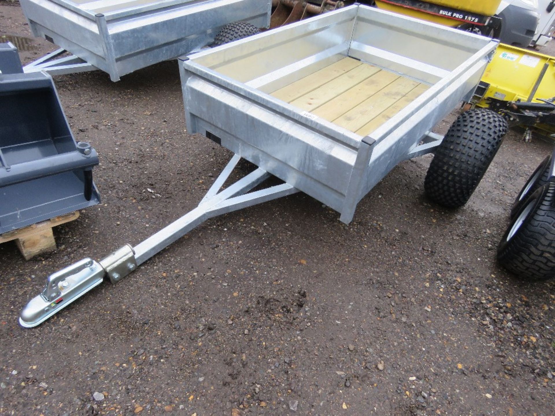 QUAD BIKE TOWED GALVANISED GENERAL PURPOSE TRAILER ON FLOATATION TYRES, 1.61MX 1M APPROX. UNUSED. - Image 2 of 6