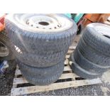 4 X TRAILER WHEELS AND TYRES. 165R13C95/94N SIZE.