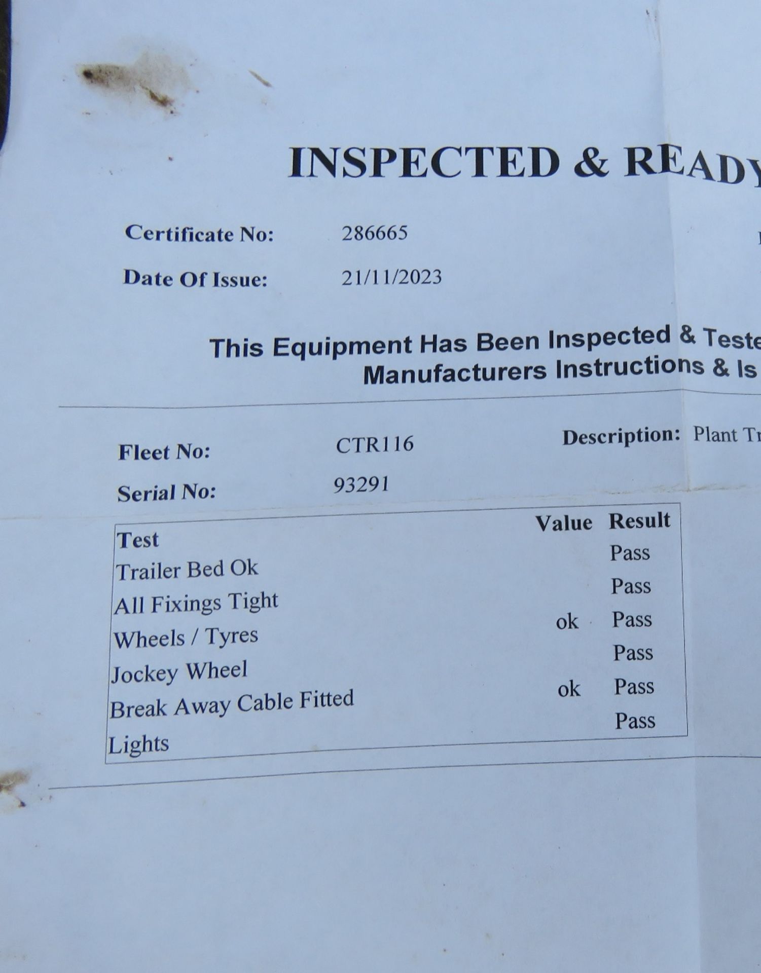 INDESPENSION WIDE BODIED PLANT TRAILER, 10FT X 6FT APPROX BED SIZE. PN:JPTR116. DIRECT FROM LOCAL CO - Image 12 of 12