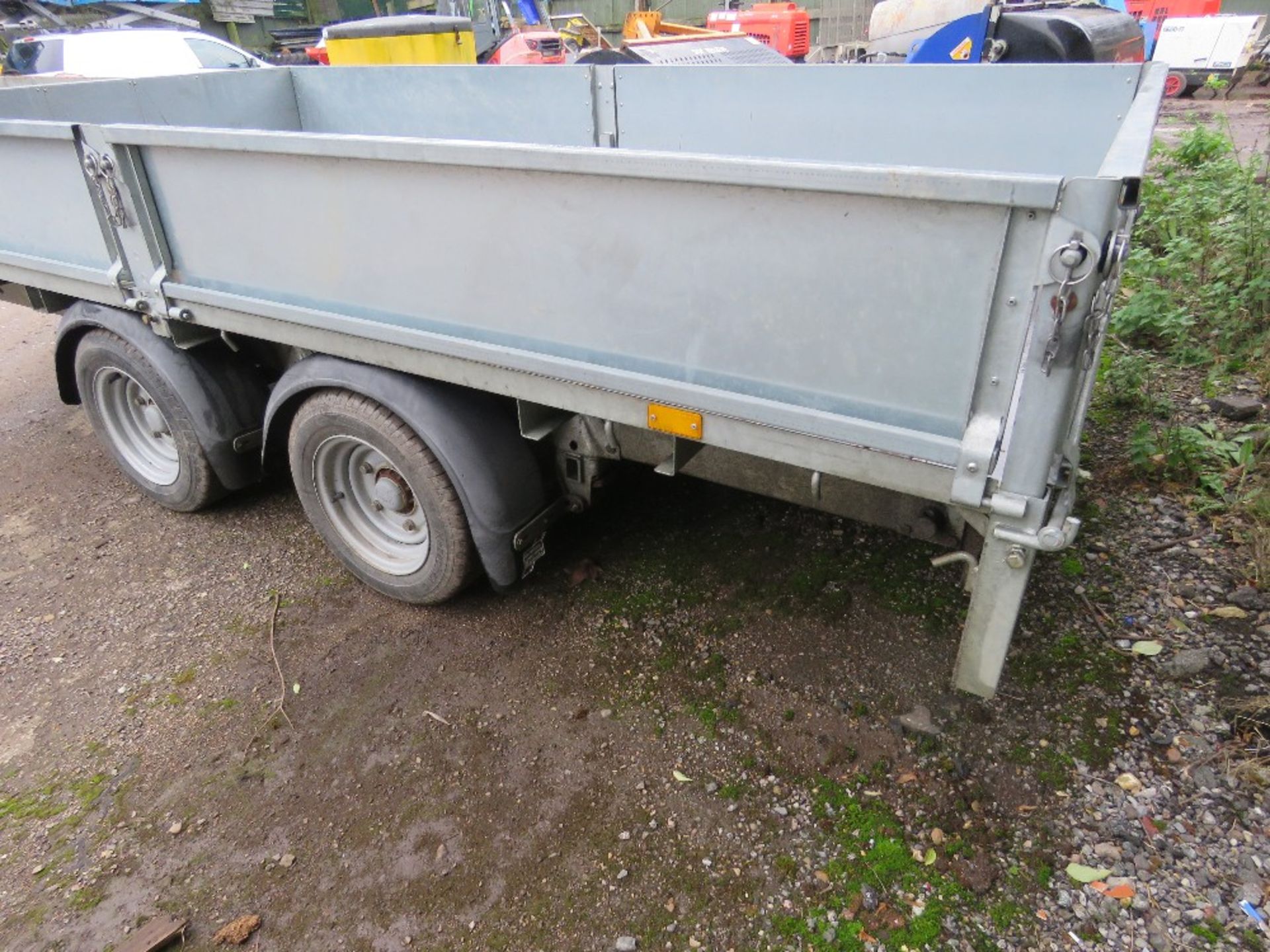 IFOR WILLIAMS 12FT LM126G TWIN AXLED PLANT TRAILER WITH SIDES, RAMPS AND TIE DOWN RINGS. YEAR 2019, - Image 9 of 11