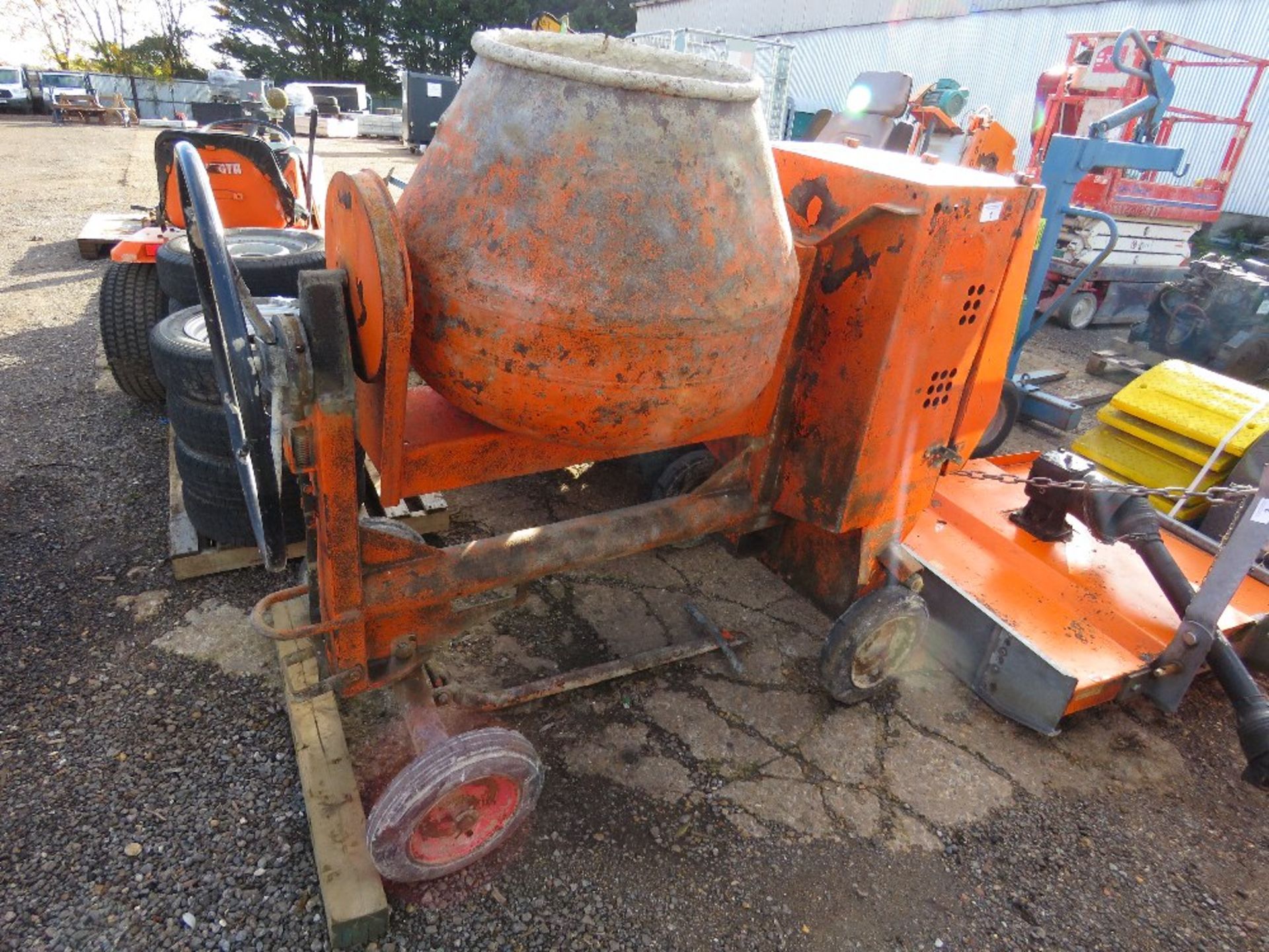 BELLE DIESEL ENGINED SITE MIXER. WHEN TESTED WAS SEEN TO RUN AND DRUM TURNED.