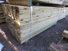 LARGE PACK OF FEATHEREDGE TREATED TIMBER CLADDING BOARDS. 1.8M LENGTH X 100MM WIDTH APPROX