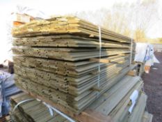 PACK OF PRESSURE TREATED SHIPLAP CLADDING TIMBER BOARDS. 100MM WIDTH APPROX.