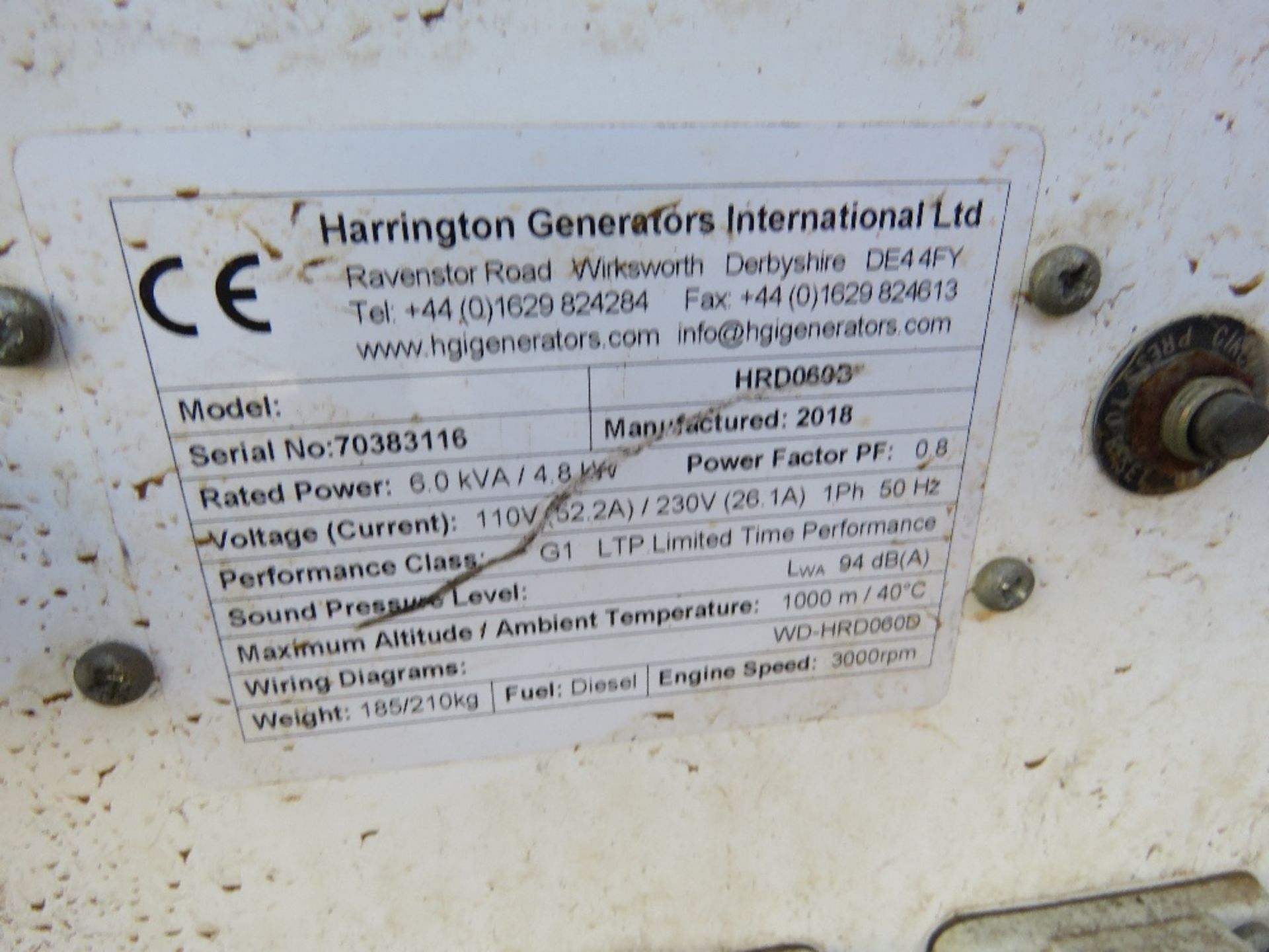 HGI BARROW GENERATOR 6KVA DUAL VOLTAGE OUTPUT, YEAR 2018. WHEN TESTED WAS SEEN TO RUN AND MAKE POWER - Image 3 of 5